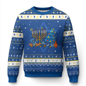 Interfaith Chrismukkah Hanukkah Ugly Sweater Celebration Festival Of Lights Gift TS12 Blue White Print Your Wear