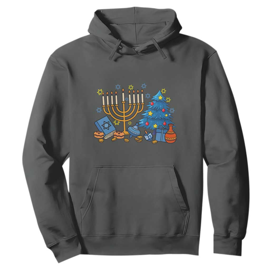 Interfaith Christmas Hanukkah Hoodie Celebration Festival Of Lights Gift TS12 Dark Heather Print Your Wear