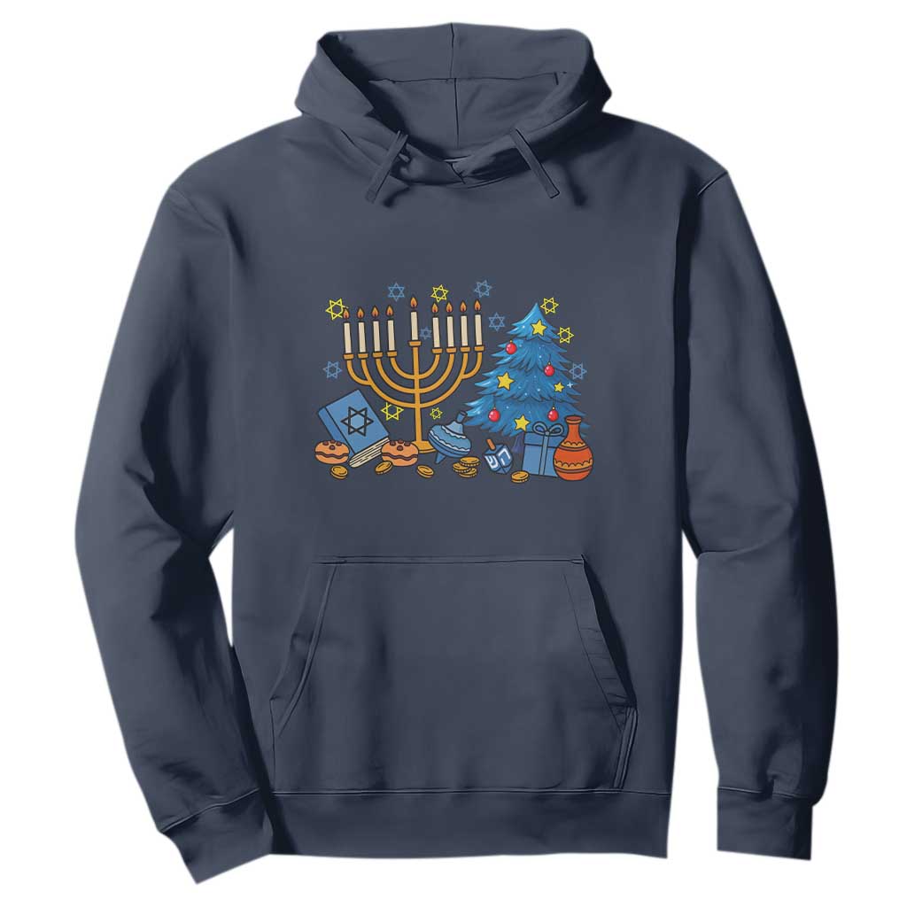 Interfaith Christmas Hanukkah Hoodie Celebration Festival Of Lights Gift TS12 Navy Print Your Wear
