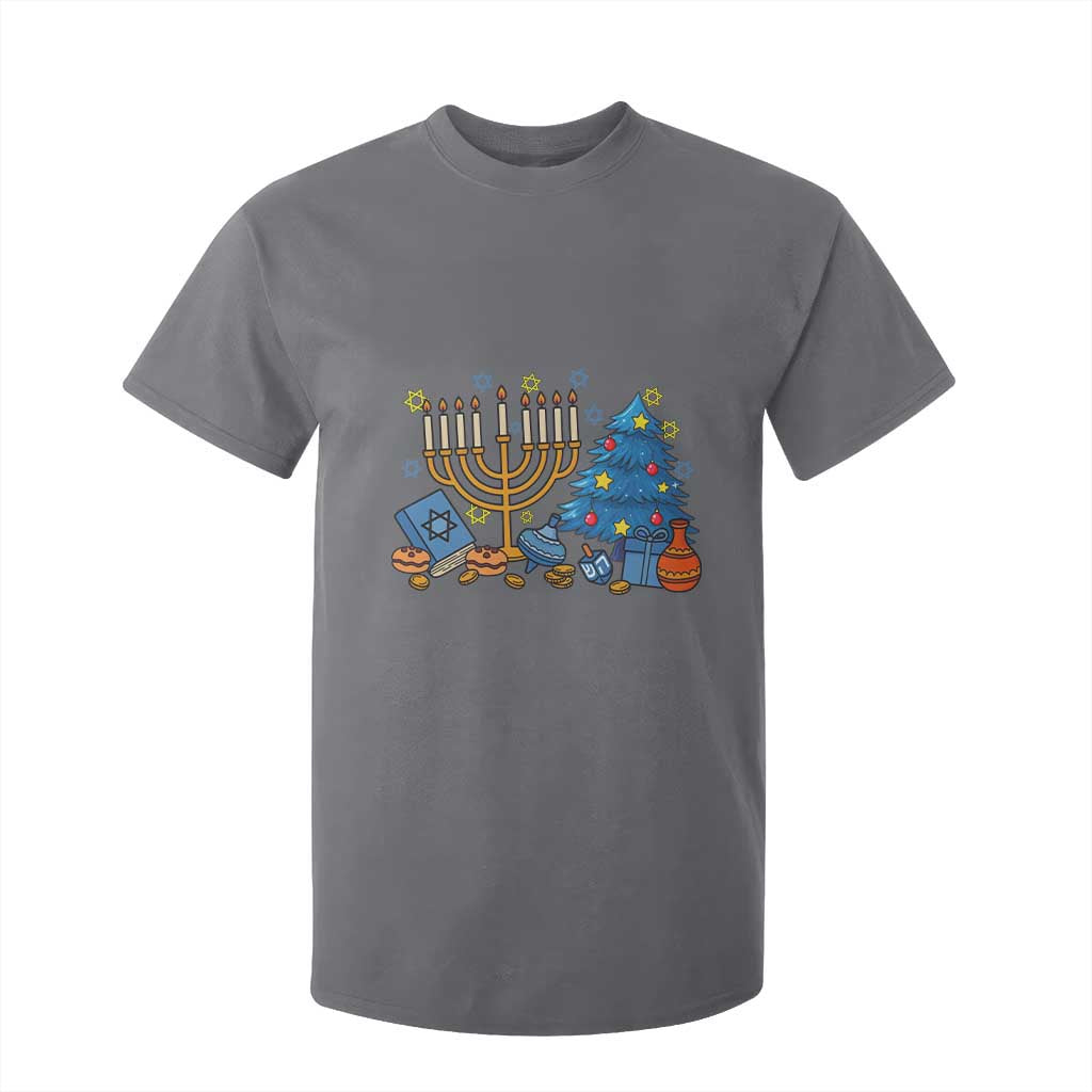 Interfaith Christmas Hanukkah T Shirt For Kid Celebration Festival Of Lights Gift TS12 Charcoal Print Your Wear