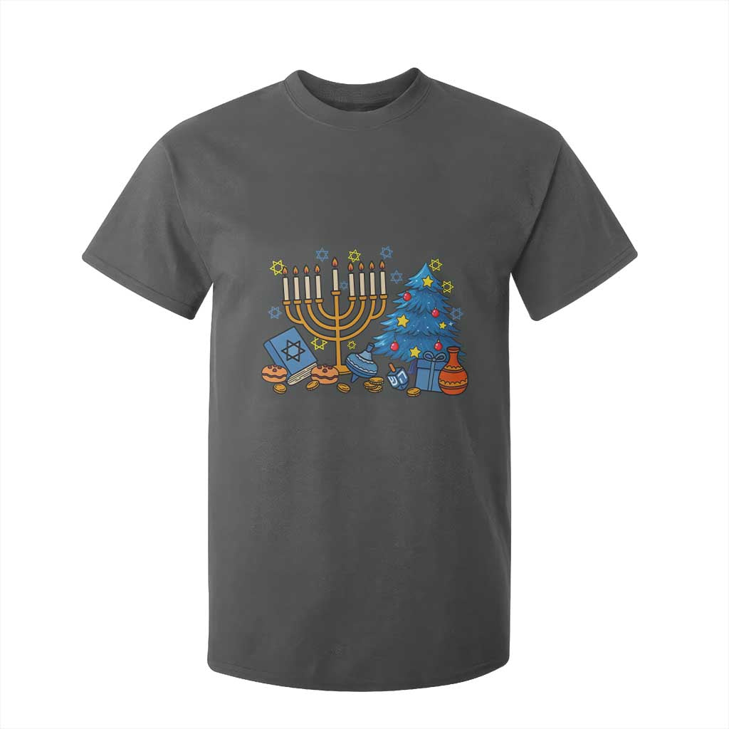 Interfaith Christmas Hanukkah T Shirt For Kid Celebration Festival Of Lights Gift TS12 Dark Heather Print Your Wear