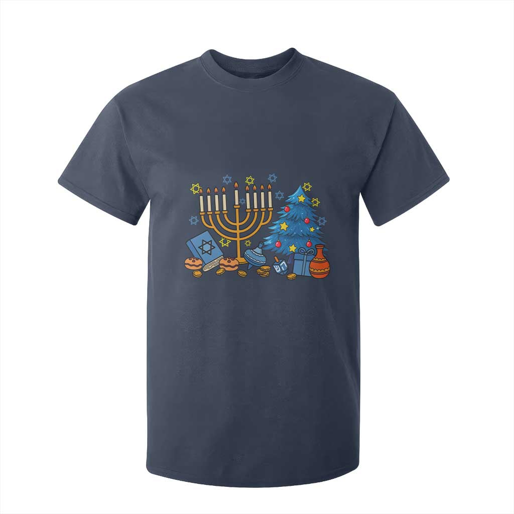 Interfaith Christmas Hanukkah T Shirt For Kid Celebration Festival Of Lights Gift TS12 Navy Print Your Wear