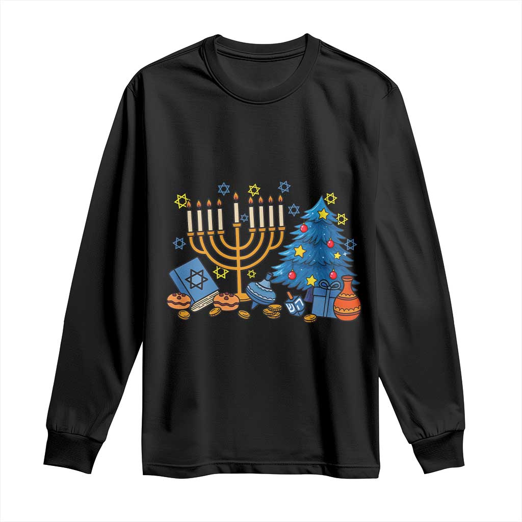Interfaith Christmas Hanukkah Long Sleeve Shirt Celebration Festival Of Lights Gift TS12 Black Print Your Wear