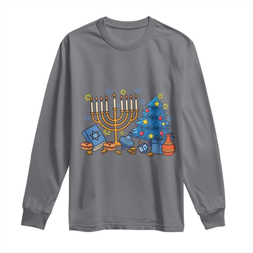 Interfaith Christmas Hanukkah Long Sleeve Shirt Celebration Festival Of Lights Gift TS12 Charcoal Print Your Wear