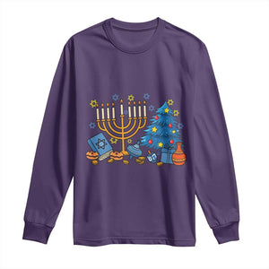 Interfaith Christmas Hanukkah Long Sleeve Shirt Celebration Festival Of Lights Gift TS12 Purple Print Your Wear