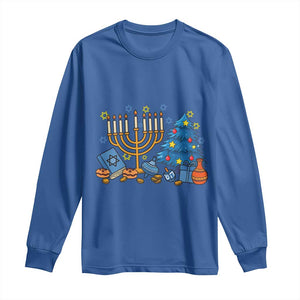 Interfaith Christmas Hanukkah Long Sleeve Shirt Celebration Festival Of Lights Gift TS12 Royal Blue Print Your Wear