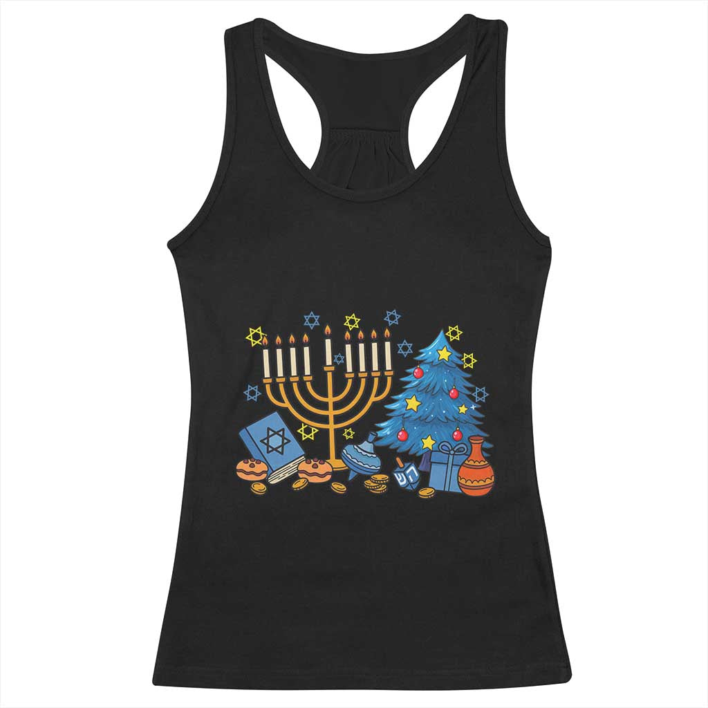 Interfaith Christmas Hanukkah Racerback Tank Top Celebration Festival Of Lights Gift TS12 Black Print Your Wear