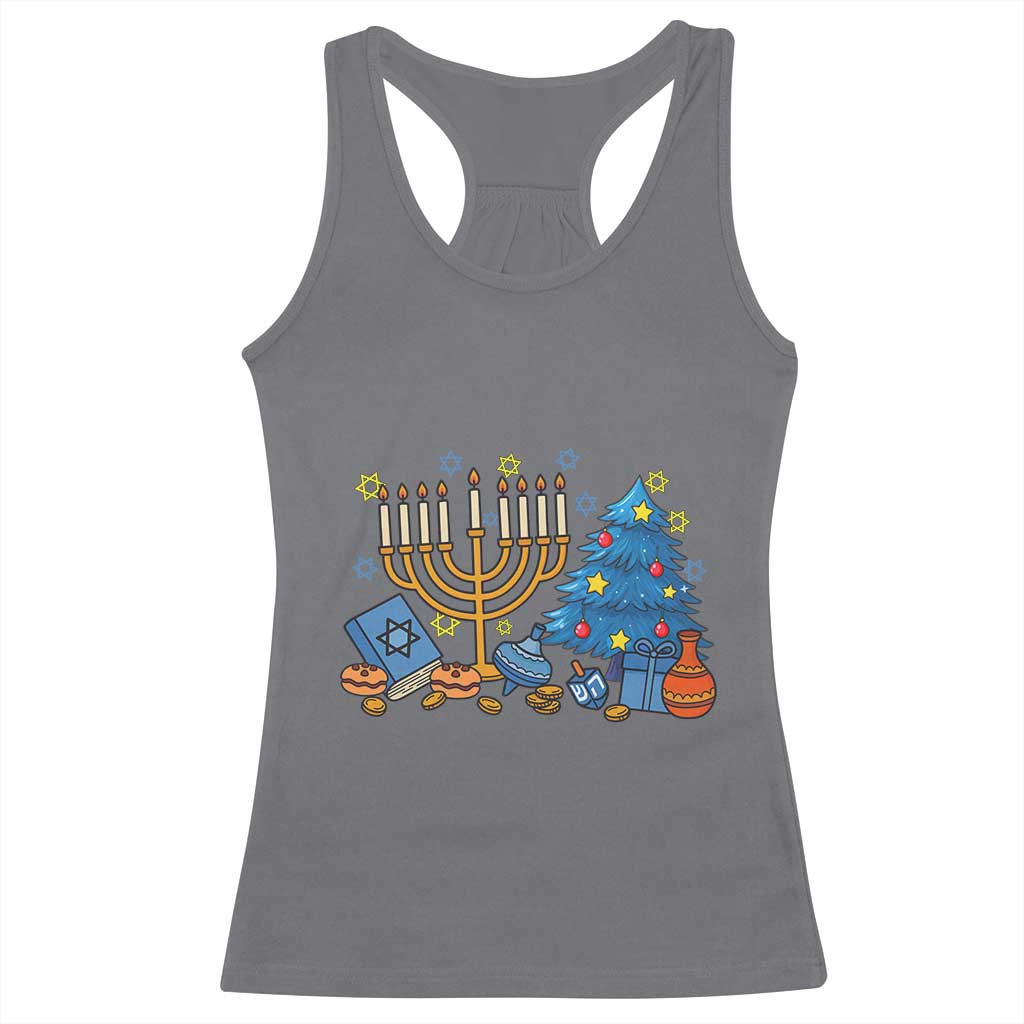 Interfaith Christmas Hanukkah Racerback Tank Top Celebration Festival Of Lights Gift TS12 Charcoal Print Your Wear