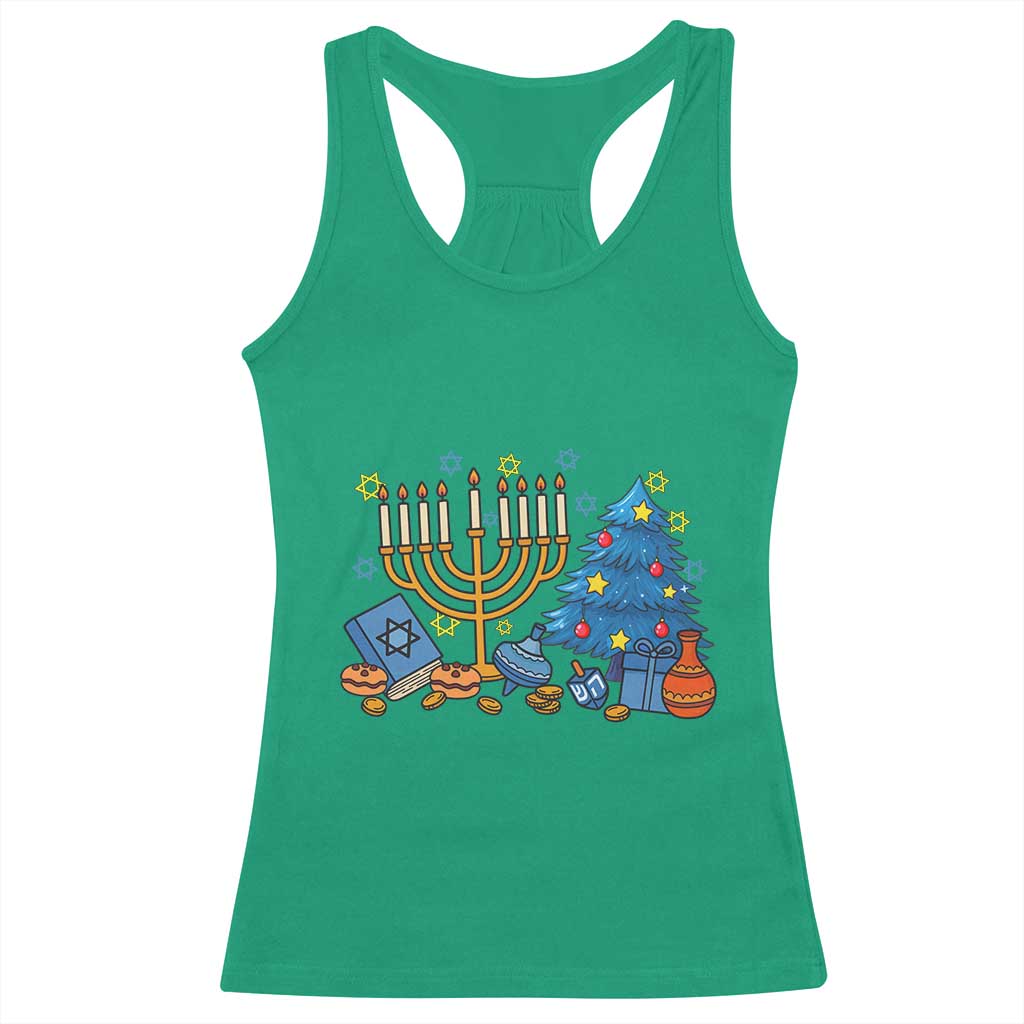 Interfaith Christmas Hanukkah Racerback Tank Top Celebration Festival Of Lights Gift TS12 Irish Green Print Your Wear