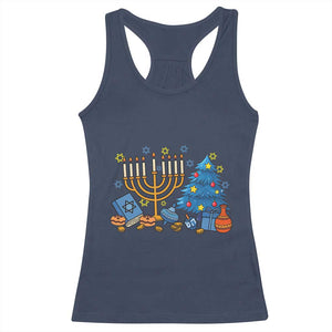 Interfaith Christmas Hanukkah Racerback Tank Top Celebration Festival Of Lights Gift TS12 Navy Print Your Wear
