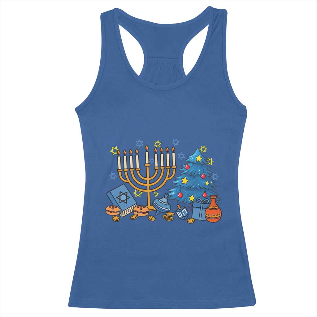 Interfaith Christmas Hanukkah Racerback Tank Top Celebration Festival Of Lights Gift TS12 Royal Blue Print Your Wear