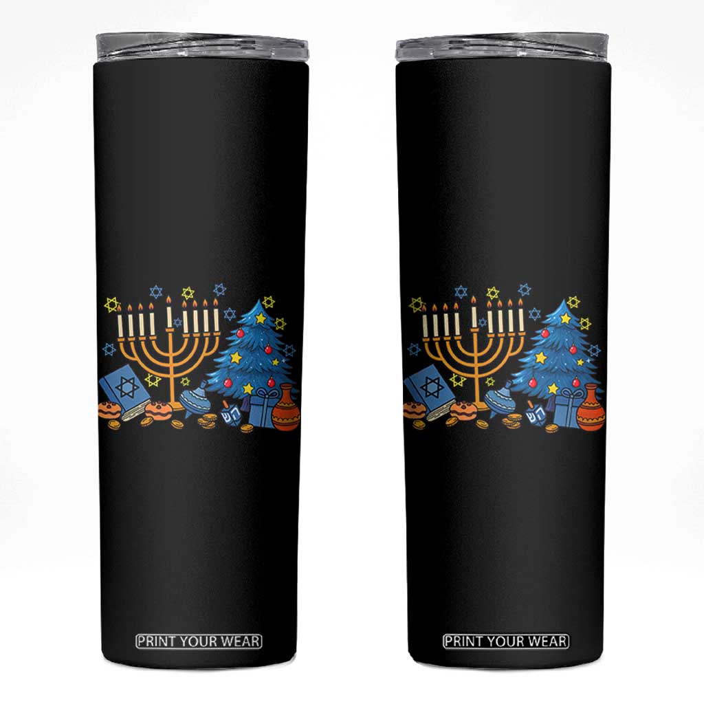 Interfaith Christmas Hanukkah Skinny Tumbler Celebration Festival Of Lights Gift TS12 Black Print Your Wear