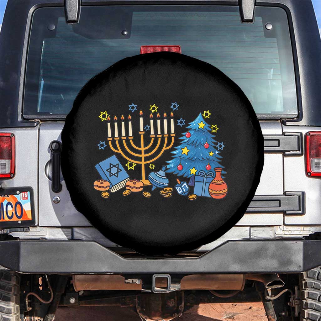 Interfaith Christmas Hanukkah Spare Tire Cover Celebration Festival Of Lights Gift TS12 No hole Black Print Your Wear