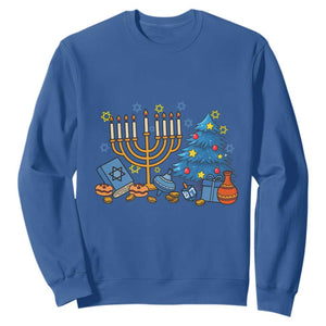 Interfaith Christmas Hanukkah Sweatshirt Celebration Festival Of Lights Gift TS12 Royal Blue Print Your Wear
