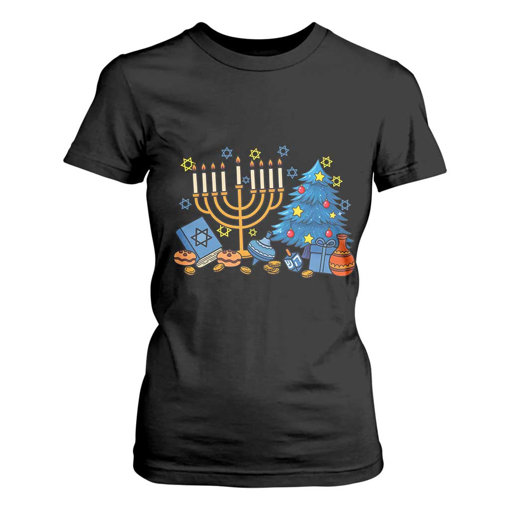 Interfaith Christmas Hanukkah T Shirt For Women Celebration Festival Of Lights Gift TS12 Black Print Your Wear