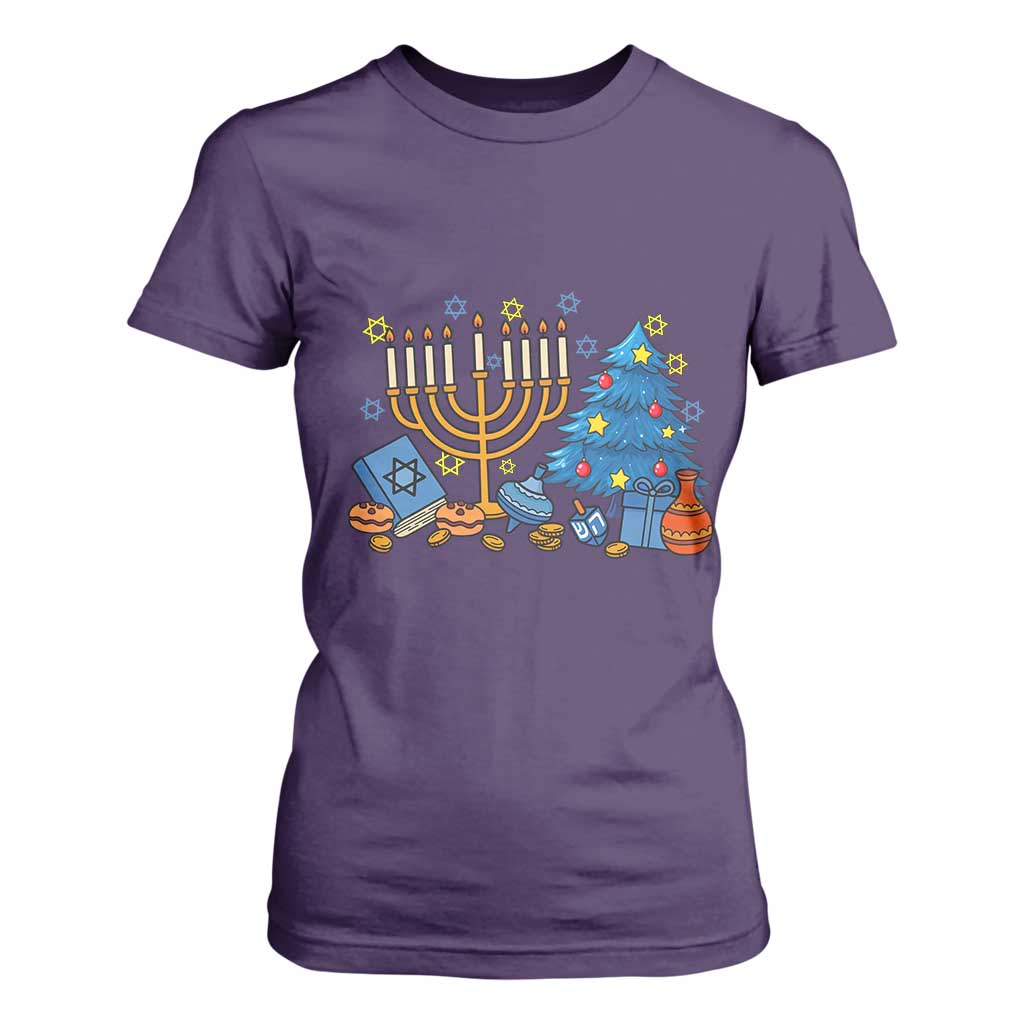 Interfaith Christmas Hanukkah T Shirt For Women Celebration Festival Of Lights Gift TS12 Purple Print Your Wear