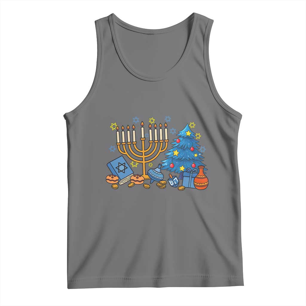 Interfaith Christmas Hanukkah Tank Top Celebration Festival Of Lights Gift TS12 Black Heather Print Your Wear