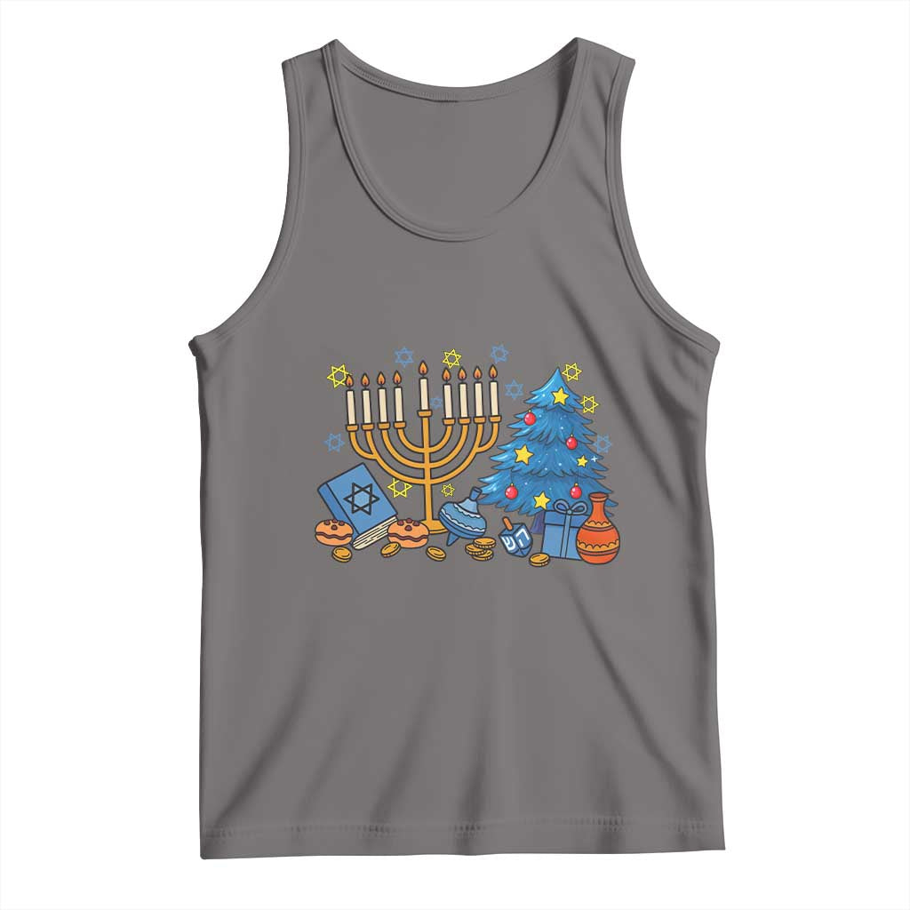 Interfaith Christmas Hanukkah Tank Top Celebration Festival Of Lights Gift TS12 Deep Heather Print Your Wear