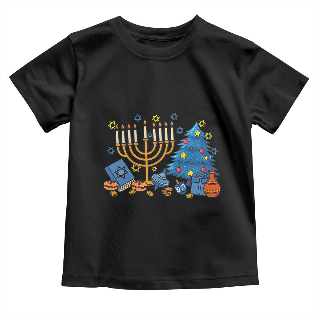 Interfaith Christmas Hanukkah Toddler T Shirt Celebration Festival Of Lights Gift TS12 Black Print Your Wear