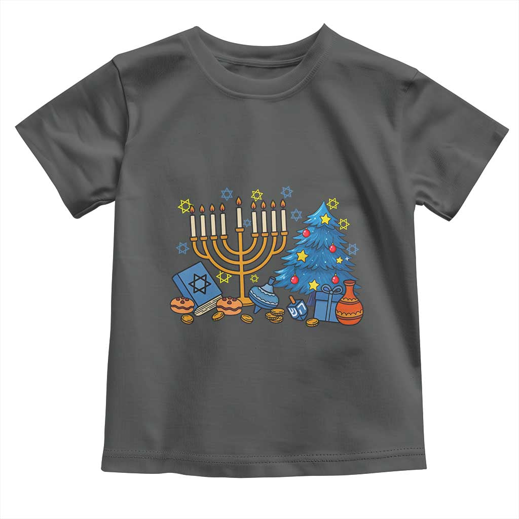 Interfaith Christmas Hanukkah Toddler T Shirt Celebration Festival Of Lights Gift TS12 Dark Heather Print Your Wear