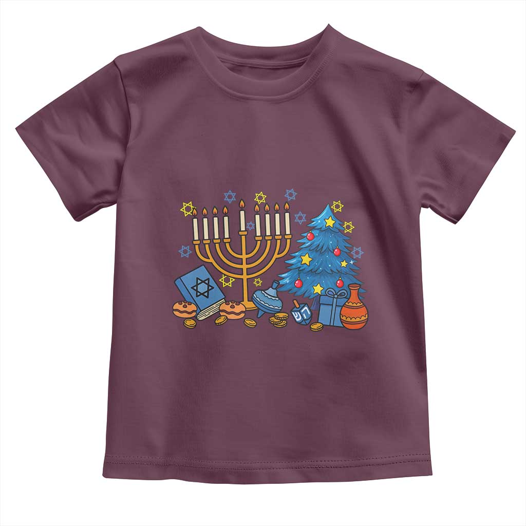 Interfaith Christmas Hanukkah Toddler T Shirt Celebration Festival Of Lights Gift TS12 Maroon Print Your Wear