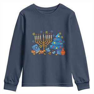 Interfaith Christmas Hanukkah Youth Sweatshirt Celebration Festival Of Lights Gift TS12 Navy Print Your Wear