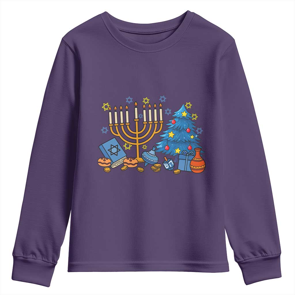 Interfaith Christmas Hanukkah Youth Sweatshirt Celebration Festival Of Lights Gift TS12 Purple Print Your Wear