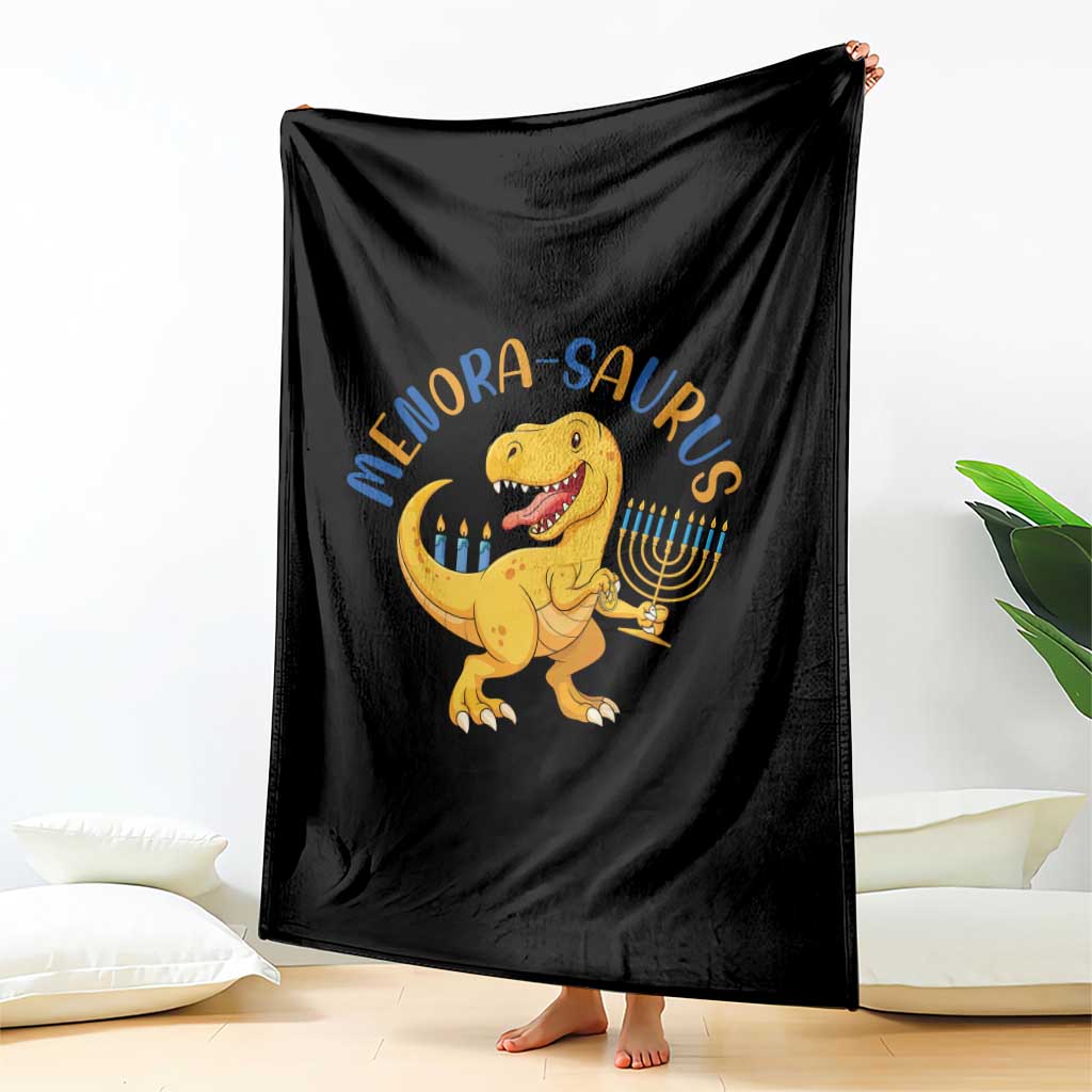 Funny Hanukkah Dinosaur Celebration Festival Of Lights Gift Throw Blanket Menorasaurus TS12 Print Your Wear