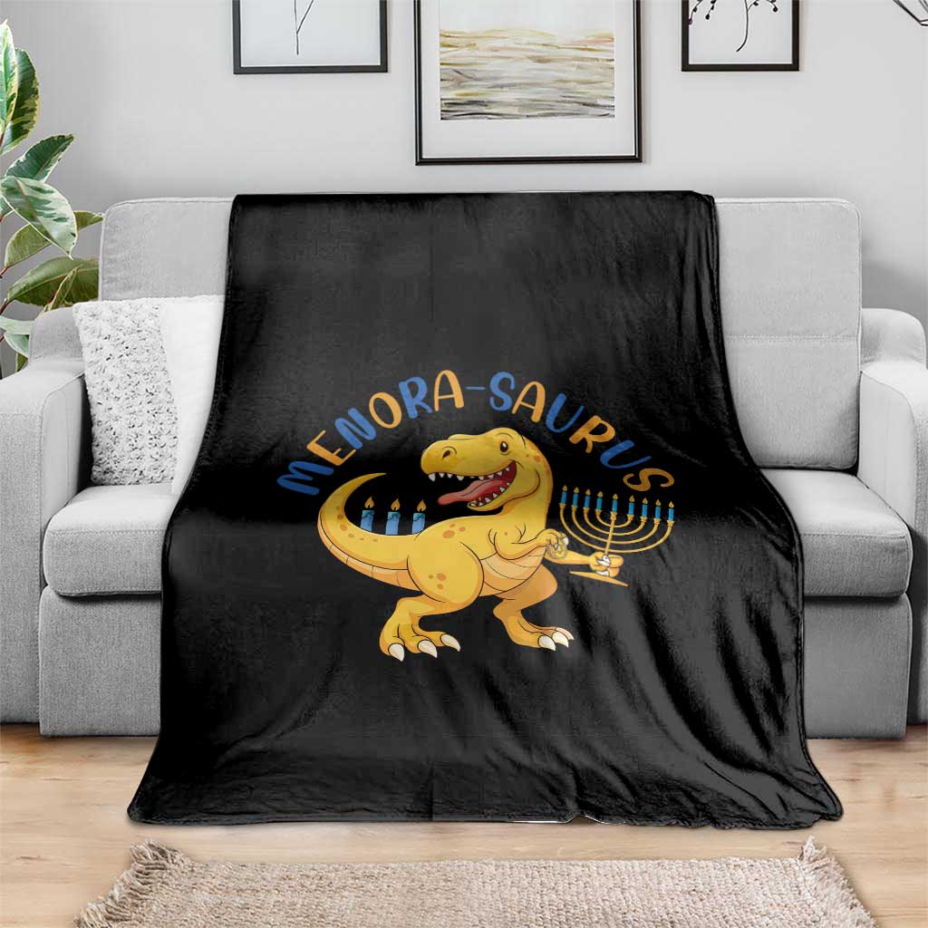 Funny Hanukkah Dinosaur Celebration Festival Of Lights Gift Throw Blanket Menorasaurus TS12 Print Your Wear