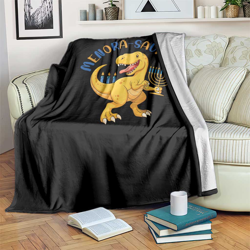 Funny Hanukkah Dinosaur Celebration Festival Of Lights Gift Throw Blanket Menorasaurus TS12 Print Your Wear