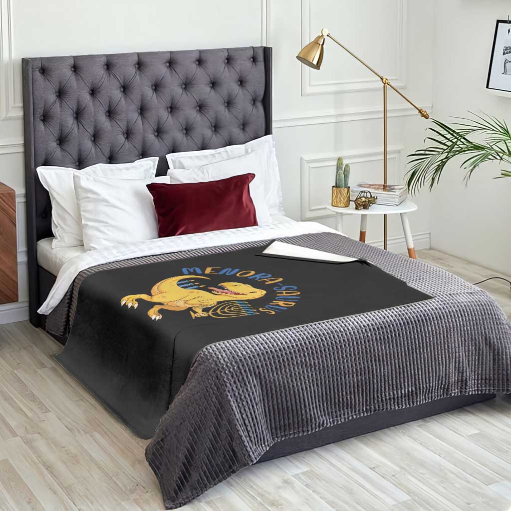 Funny Hanukkah Dinosaur Celebration Festival Of Lights Gift Throw Blanket Menorasaurus TS12 Print Your Wear