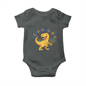 Funny Hanukkah Dinosaur Celebration Festival Of Lights Gift Baby Onesie Menorasaurus TS12 Dark Heather Print Your Wear