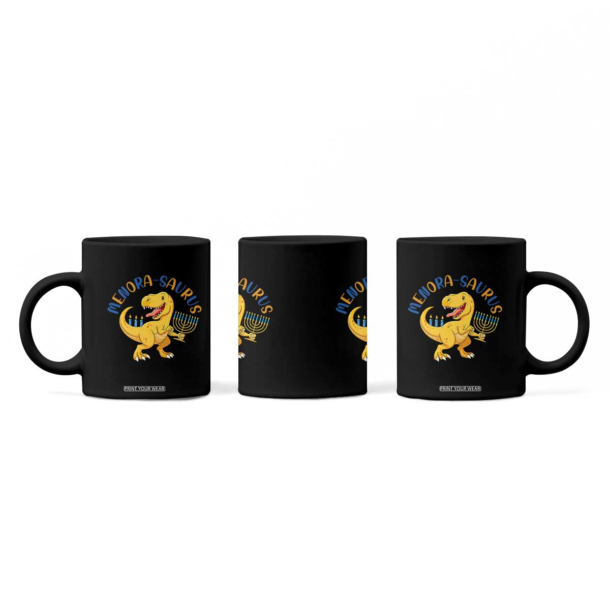 Funny Hanukkah Dinosaur Celebration Festival Of Lights Gift Coffee Mug Menorasaurus TS12 Print Your Wear