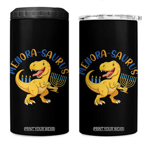 Funny Hanukkah Dinosaur Celebration Festival Of Lights Gift 4 in 1 Can Cooler Tumbler Menorasaurus TS12 One Size: 16 oz Black Print Your Wear