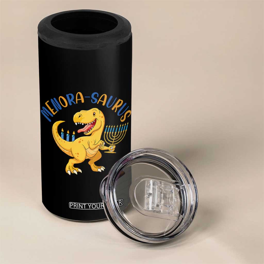 Funny Hanukkah Dinosaur Celebration Festival Of Lights Gift 4 in 1 Can Cooler Tumbler Menorasaurus TS12 Print Your Wear