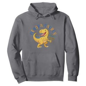 Funny Hanukkah Dinosaur Celebration Festival Of Lights Gift Hoodie Menorasaurus TS12 Charcoal Print Your Wear