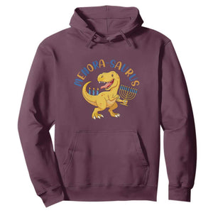 Funny Hanukkah Dinosaur Celebration Festival Of Lights Gift Hoodie Menorasaurus TS12 Maroon Print Your Wear