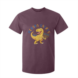 Funny Hanukkah Dinosaur Celebration Festival Of Lights Gift T Shirt For Kid Menorasaurus TS12 Maroon Print Your Wear