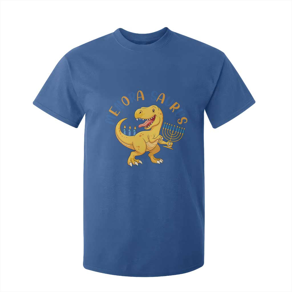 Funny Hanukkah Dinosaur Celebration Festival Of Lights Gift T Shirt For Kid Menorasaurus TS12 Royal Blue Print Your Wear