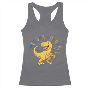 Funny Hanukkah Dinosaur Celebration Festival Of Lights Gift Racerback Tank Top Menorasaurus TS12 Charcoal Print Your Wear