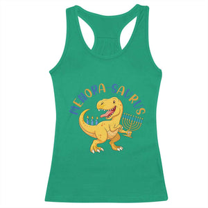Funny Hanukkah Dinosaur Celebration Festival Of Lights Gift Racerback Tank Top Menorasaurus TS12 Irish Green Print Your Wear