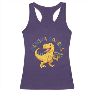 Funny Hanukkah Dinosaur Celebration Festival Of Lights Gift Racerback Tank Top Menorasaurus TS12 Purple Print Your Wear