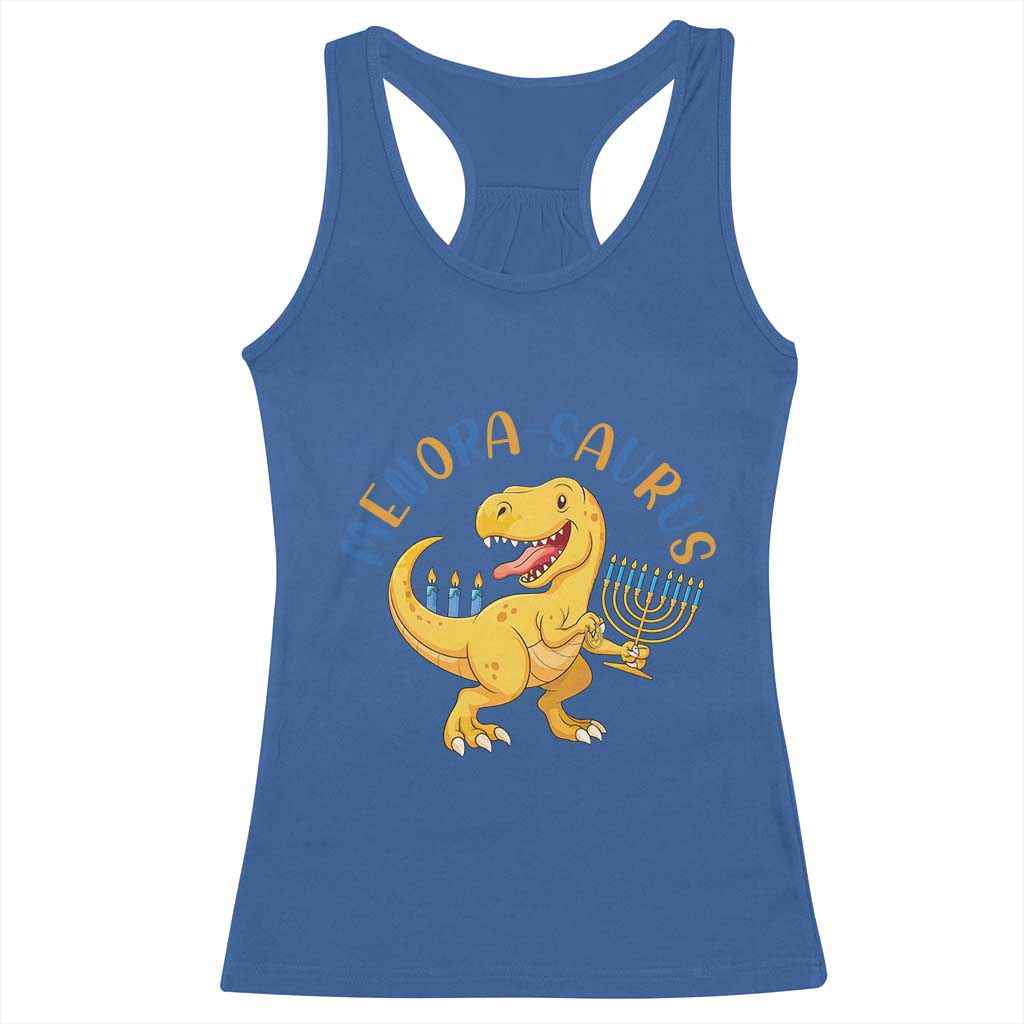 Funny Hanukkah Dinosaur Celebration Festival Of Lights Gift Racerback Tank Top Menorasaurus TS12 Royal Blue Print Your Wear