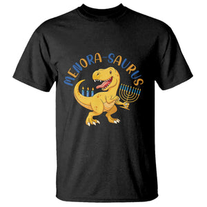 Funny Hanukkah Dinosaur Celebration Festival Of Lights Gift T Shirt Menorasaurus TS12 Black Print Your Wear