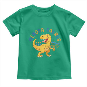 Funny Hanukkah Dinosaur Celebration Festival Of Lights Gift Toddler T Shirt Menorasaurus TS12 Irish Green Print Your Wear