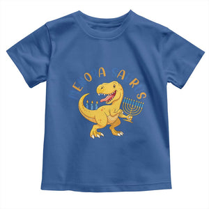 Funny Hanukkah Dinosaur Celebration Festival Of Lights Gift Toddler T Shirt Menorasaurus TS12 Royal Blue Print Your Wear