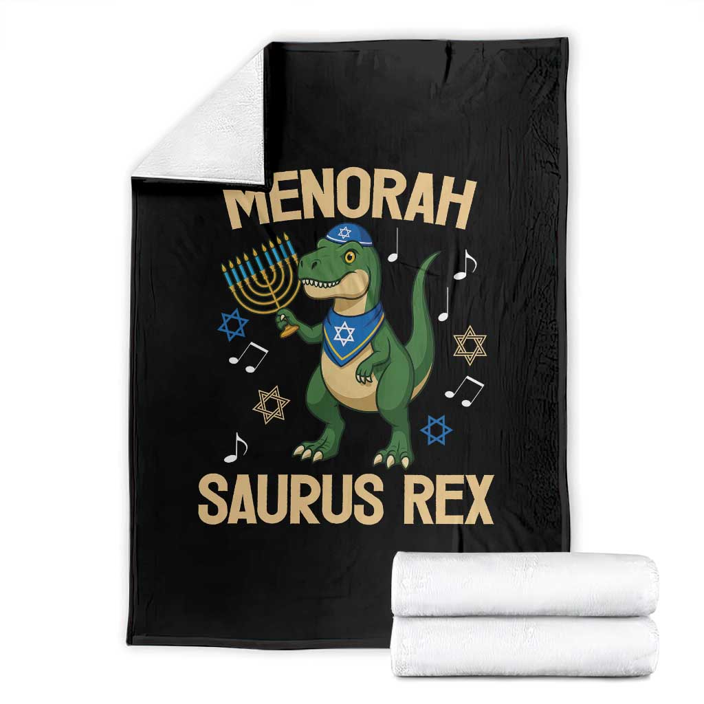Funny Hanukkah Dinosaur Lover Throw Blanket Menorasaurus Rex Festival Of Lights Gift TS12 Black Print Your Wear