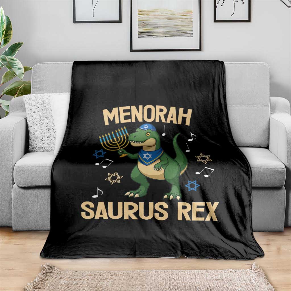 Funny Hanukkah Dinosaur Lover Throw Blanket Menorasaurus Rex Festival Of Lights Gift TS12 Print Your Wear