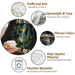 Funny Hanukkah Dinosaur Lover Throw Blanket Menorasaurus Rex Festival Of Lights Gift TS12 Print Your Wear