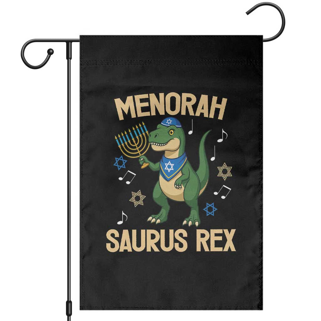 Funny Hanukkah Dinosaur Lover Garden Flag Menorasaurus Rex Festival Of Lights Gift TS12 Black Print Your Wear